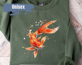 Goldfish Vibrant Color Sweatshirt | Goldfish Sweater | Goldfish Lover Crewneck | Aquarium Fish Sweatshirt | Fish Lover Gift | Fish Sweater