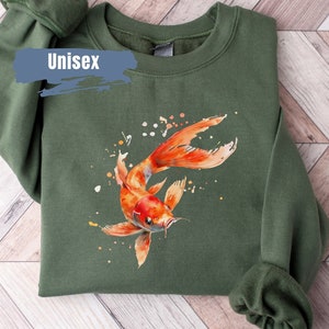 Moletom com capuz Goldfish Vibrant Color | Suéter Goldfish | Gola redonda Goldfish Lover | Moletom com capuz Aquarium Fish | Presente Fish Lover | Suéter Fish