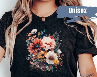 Women's Floral Shirt | Women Floral T Shirt | Floral And Botanical T-Shirt | Retro Wildflower Shirt | Boho Floral Clothing | Flower Shirt