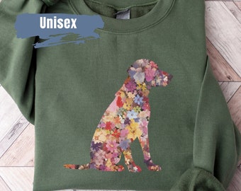 Cute Labrador Retriever Flower Sweatshirt | Black Lab | Labrador Mom Gift | Dog Mom Gift | Dog Lover Gift | Chocolate Lab | Lab Sweatshirt