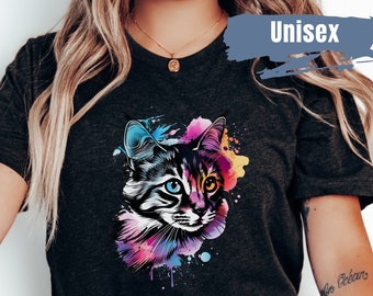 Vibrant Color Kitten Shirt | Cat Lover TShirt | Cute Cat Shirt | Cute Kitten T Shirt | Kitty T-Shirt | Cat Mom Shirt | Cat Face Gift Shirt