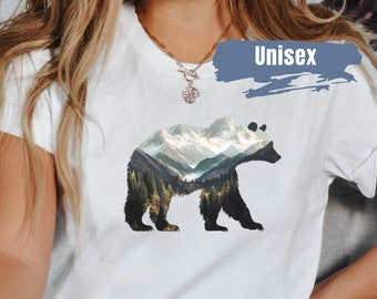 Mountain Bear Silhouette Shirt | Camping Tee | Bear T Shirt | Grizzly Bear Shirt | Bear Women Shirt | Nature Lover Shirt | Wanderlust Shirt