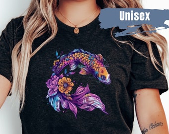 Vibrant Color Koi Fish Shirt | Japanese Koi Fish TShirt | Koi Fish Gift | Luck T Shirt | Koi Fish Gift | Birthday Gift for Fish Lover
