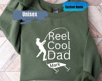 Moletom de pesca personalizado Reel Cool Dad | Moletom de pesca para pai | Presente para pai | Moletom personalizado para pai, namorado, avô, pescador