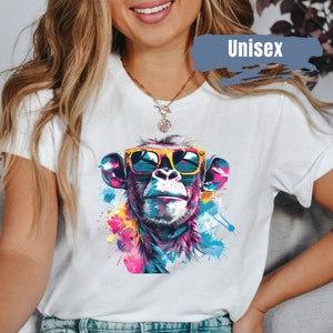 Vibrant Color Monkey Shirt | Chimpanzee Monkey TShirt | Funny Monkey T Shirt | Animal Lover Tee | Gift For Monkey Lover | Monkey Lover Shirt