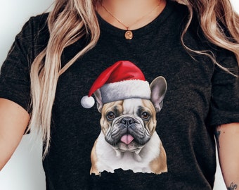 Cute French Bulldog Christmas Shirt | Xmas Bulldog Graphic Tee | T Shirt For Dog Owner | Frenchie Lover Shirt | Frenchie Christmas Dog Tee