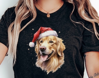 Cute Golden Retriever Christmas Shirt | Gift For Dog Lover | Golden Retriever Christmas T Shirt | Cute Dog Shirt | Golden Mom T-Shirt