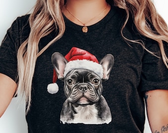 Cute French Bulldog Christmas Shirt | Xmas Bulldog Graphic Tee | T Shirt For Dog Owner | Frenchie Lover Shirt | Frenchie Christmas Dog Tee