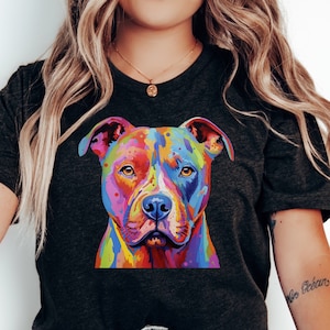 Vibrant Watercolor Pitbull Shirt | Dog Lover Shirt | Rescue Dog Shirt | Pitbull Lover T-Shirt | Dog Mom Shirt | Dog Mom Gift | Pittie Mom