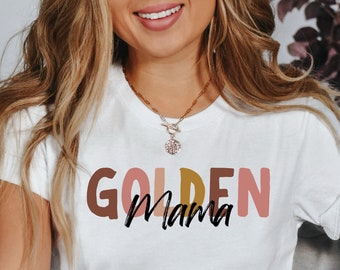 Leuk gouden mama-shirt | T-shirt Golden Retriever Mom | Golden retriever-T-shirt | Gouden moedershirt | Cadeau gouden moedereigenaar | Golden Mama-T-shirt