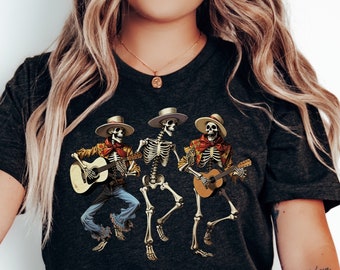 Dancing Skeleton Cowboy TShirt | Skeleton Dancing Halloween Shirt | Dancing Skeleton Tee | Skeleton Shirt | Western Graphic Halloween Tee