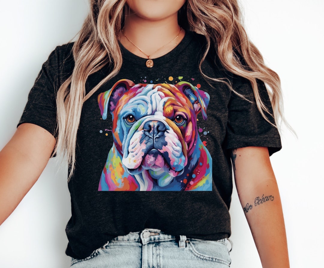Vibrant Watercolor English Bulldog Shirt English Bulldog Gift Dog Mom
