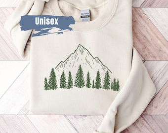 Sudadera para amantes de la naturaleza y la montaña / Estampados de la naturaleza / Regalo para amantes de la naturaleza / Regalo para ella / Regalo de senderismo / Estampado de bosque / Sudadera para acampar