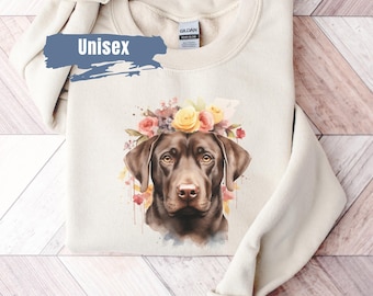 Cute Chocolate Lab Sweatshirt, Perfect Gift for Dog Lovers , Cozy Apparel, Casual Dog Print Sweater, Unique Gift for Lab Owners, Dog Mom
