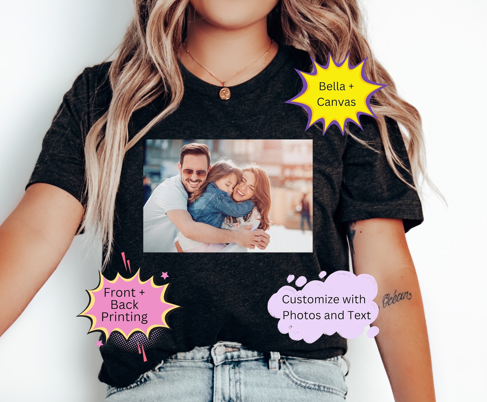 Front and Back Custom Bella Canvas 3001 Shirt Company Shirt Custom ...