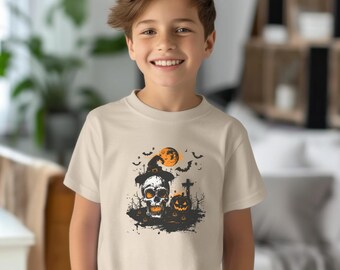Camisa juvenil de Halloween con colores vivos / Camisa infantil de Halloween con calabaza / Camisa infantil de Halloween / Camisa infantil de temporada espeluznante / Camisa infantil de Halloween para niña