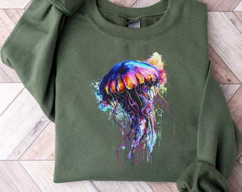Jellyfish Vibrant Color Sweatshirt | Under the Sea Sweater