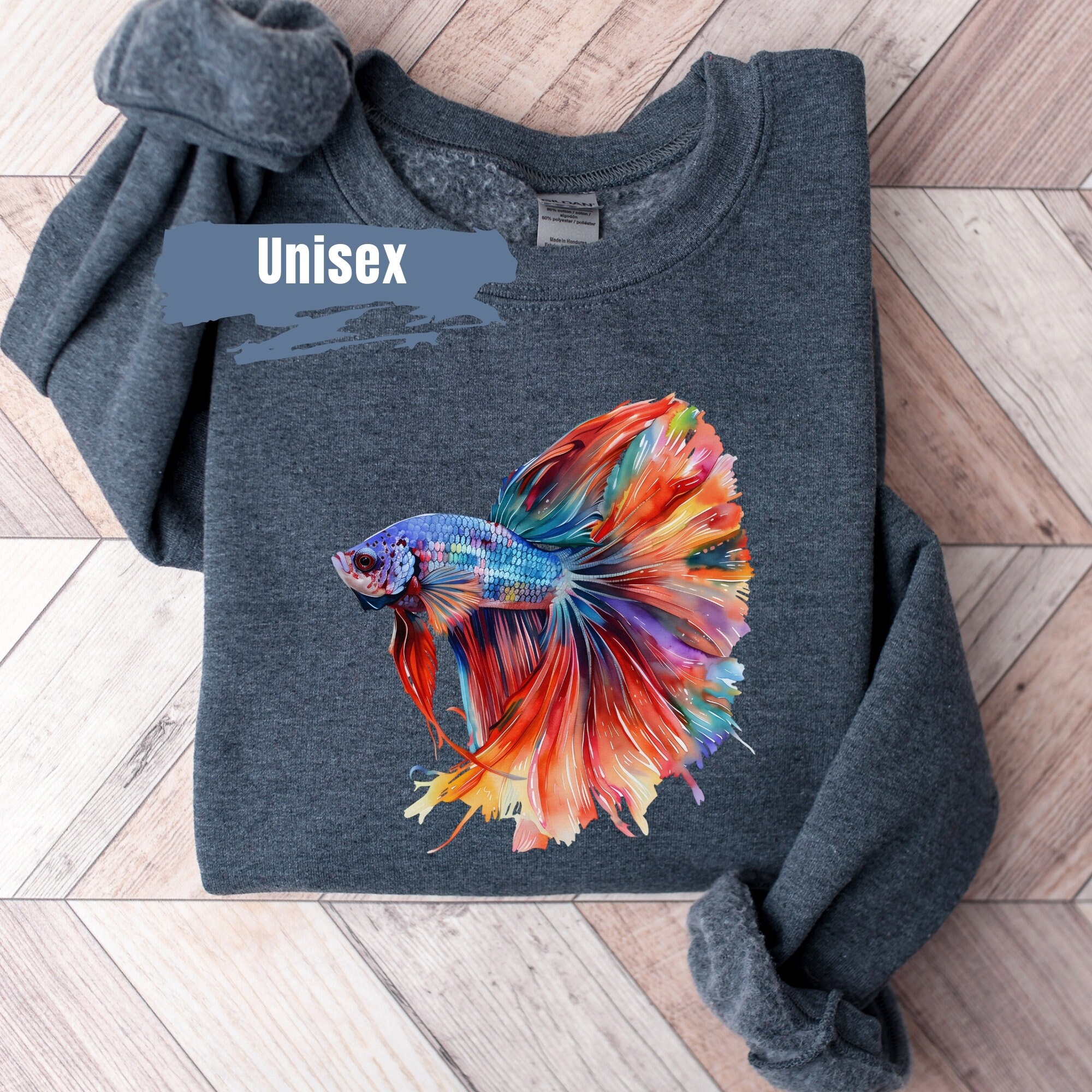 Betta Fish Vibrant Color Sweatshirt | Betta Fish Sweater | Siamese ...