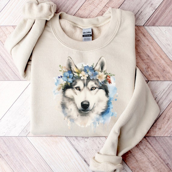 Boho Husky Sweatshirt | Husky Mom Gift | Husky Sweater | Dog Crewneck | Husky Shirt | Husky Dad Gift | Siberian Husky Sweatshirt | Husky Dog