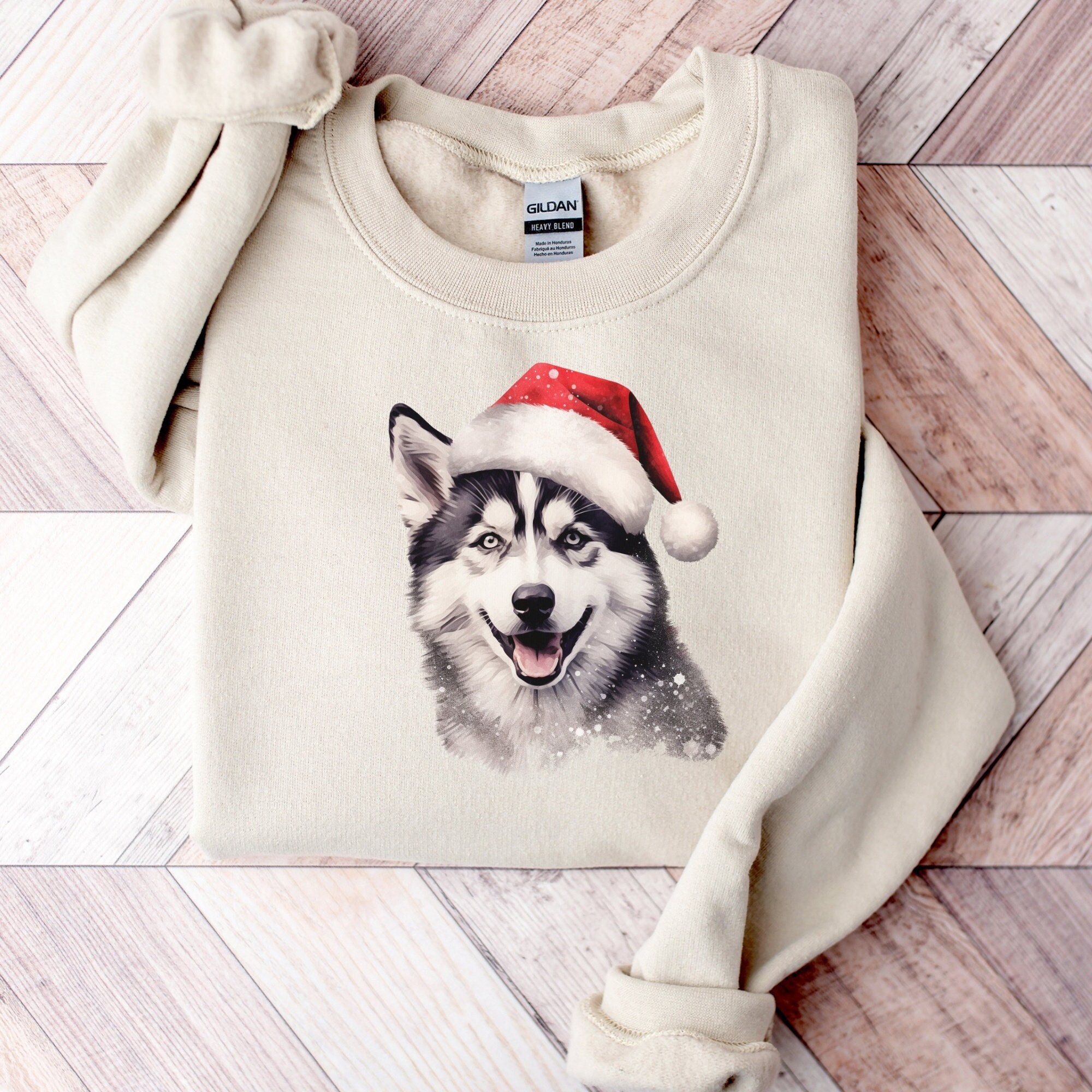 Cute Siberian Husky Christmas Sweatshirt Husky Christmas Santa Hat Sweater Dog Gift Dog Mom Christmas Crewneck Husky Lover Gift Etsy UK