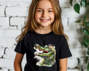 Maglietta colorata con coccodrillo per bambini / Maglietta con rettile per ragazzi / Regalo per gli amanti dei rettili per bambini / Maglietta con coccodrillo per ragazzi / Regalo per gli amanti dei coccodrilli