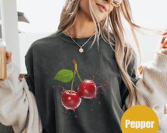 Comfort Colors Cherry Shirt, Cherry Lover Gift, Cherries Shirt, Coquette Cherries Shirt, Fruit Tshirt | Cherry Tee, Retro Vintage Cherry Tee