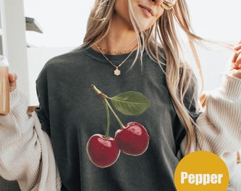 Comfort Colors Cherry Shirt, Cherry Lover Gift, Cherries Shirt, Coquette Cherries Shirt, Fruit Tshirt | Cherry Tee, Retro Vintage Cherry Tee