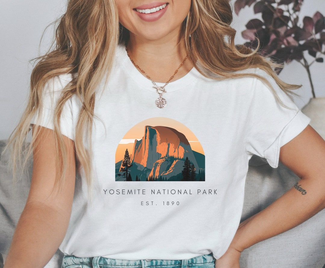 T-Shirt Parc National De Yosemite - Homme/Femme - Motif Montagnes - Coton Léger - Coupe Classique