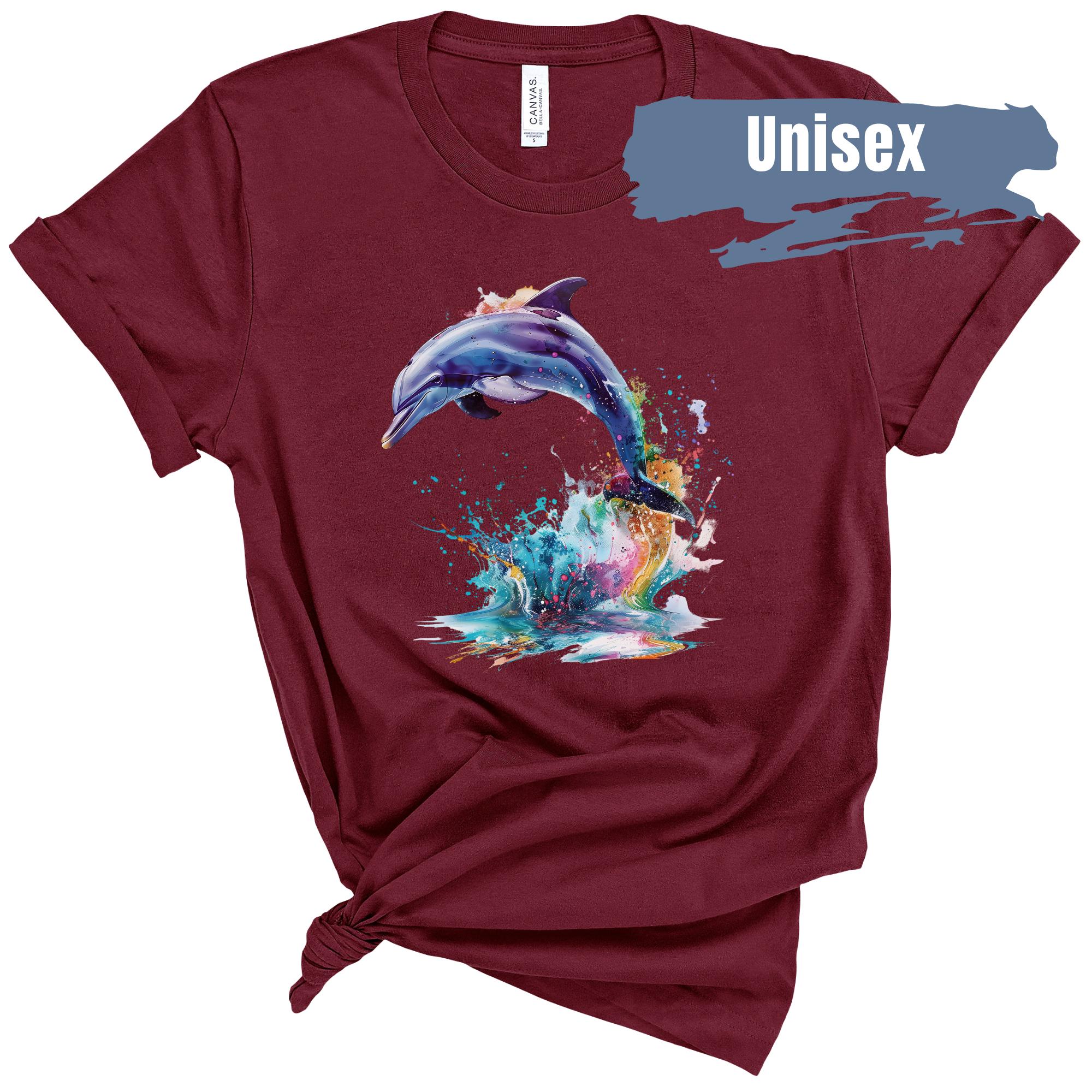 Dolphin Graphic Shirt | Vibrant Color Dolphin T Shirt | Dolphin