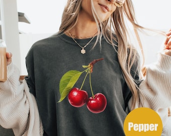 Comfort Colors Cherry Shirt, Cherry Lover Gift, Cherries Shirt, Coquette Cherries Shirt, Fruit Tshirt | Cherry Tee, Retro Vintage Cherry Tee