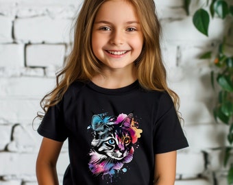 Vibrant Colors Kitten Kids Shirt | Youth Cat Lover Shirt | Kid Cat Owner Gift | Youth Kitty Cat Lover | Kids Cat Lover Shirt | Cat Kid Shirt