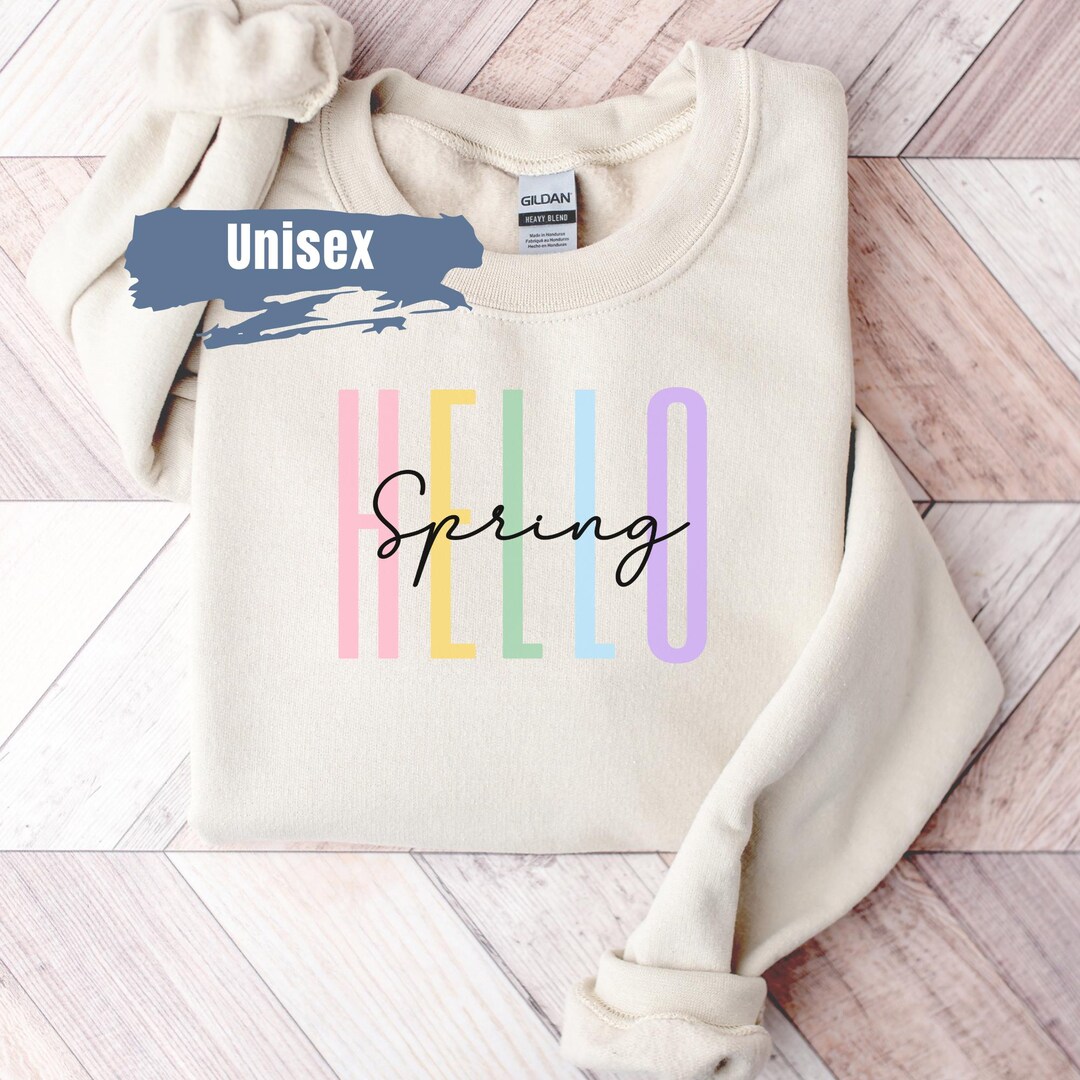 Good Spring Branded Merch Hello Spring Sweatshirt, Spring Flower Shirt, Easter Gift, Hello ...