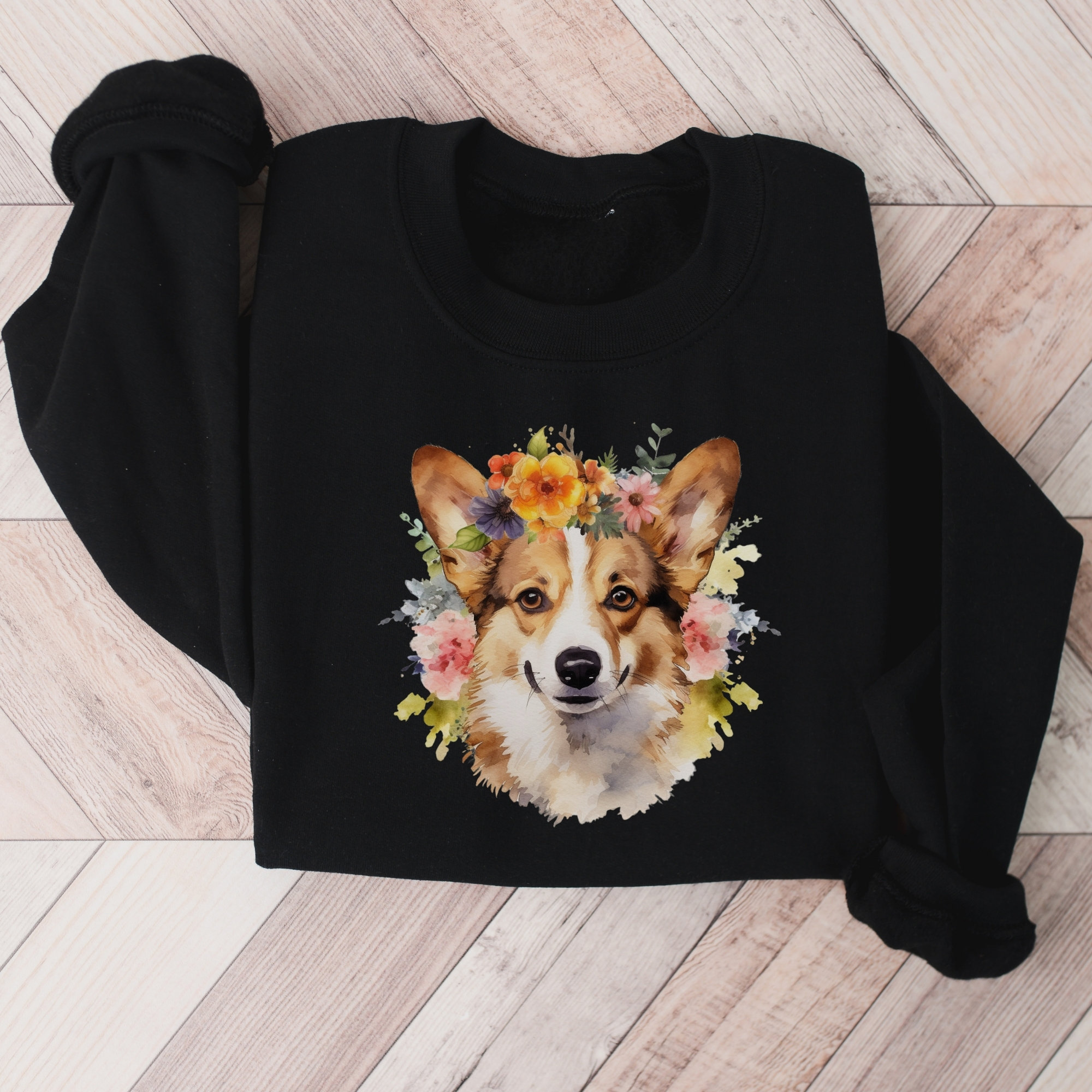 Corgi Flower Sweatshirt | Corgi Sweater | Dog Owner Gift