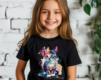 Vibrant Colors Kitten Kids Shirt | Youth Cat Lover Shirt | Kid Cat Owner Gift | Youth Kitty Cat Lover | Kids Cat Lover Shirt | Cat Kid Shirt