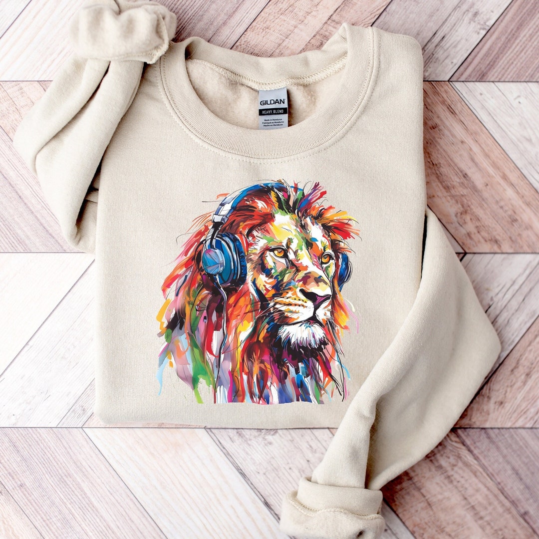 Reggae Animals Lion Vibrant Color Music Reggae Sweatshirt | Animal Lover | Lion Gift ...