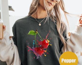 Comfort Colors Cherry Shirt, Cherry Lover Gift, Cherries Shirt, Coquette Cherries Shirt, Fruit Tshirt | Cherry Tee, Retro Vintage Cherry Tee