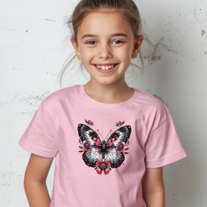 Maglietta a farfalla floreale per ragazzi / Maglietta a farfalla per bambini / Maglietta a farfalla con fiori per bambini / Maglietta a insetto per ragazzi / Maglietta botanica / Maglietta a insetto carina per bambini
