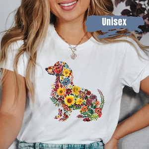 Niedliches Dackel Blumen Shirt | Blumen Dackel TShirt | Hundeliebhaber Shirt | Hunde Mama T Shirt | Dackel Mama Blumen T-Shirt | Dackel Hunde T-Shirt