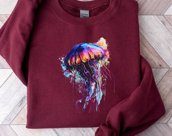 Jellyfish Vibrant Color Sweatshirt | Under the Sea Sweater