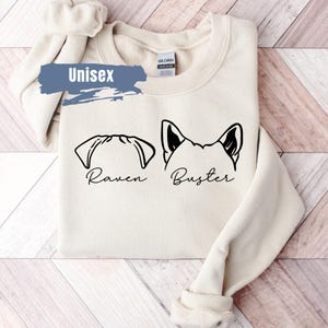 Custom Dog Sweatshirt | Personalized Dog Mom Crewneck | Dog Name Sweater | Gift For Pet Lovers | Personalized Dog Ears Sweatshirt With Name