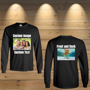Anpassad Gildan 2400 långärmad t-shirt fram och bak | Personlig långärmad t-shirt i kraftig bomull | Anpassat unisex-skjorta med tryck | Anpassad t-shirt