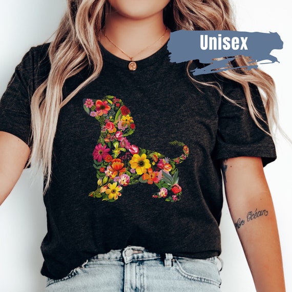 Cute Dachshund Flower Shirt | Floral Dachshund TShirt | Dog Lover Shirt | Dog Mom T Shirt | Dachshund Mama Floral Tee | Wiener Dog T-Shirt