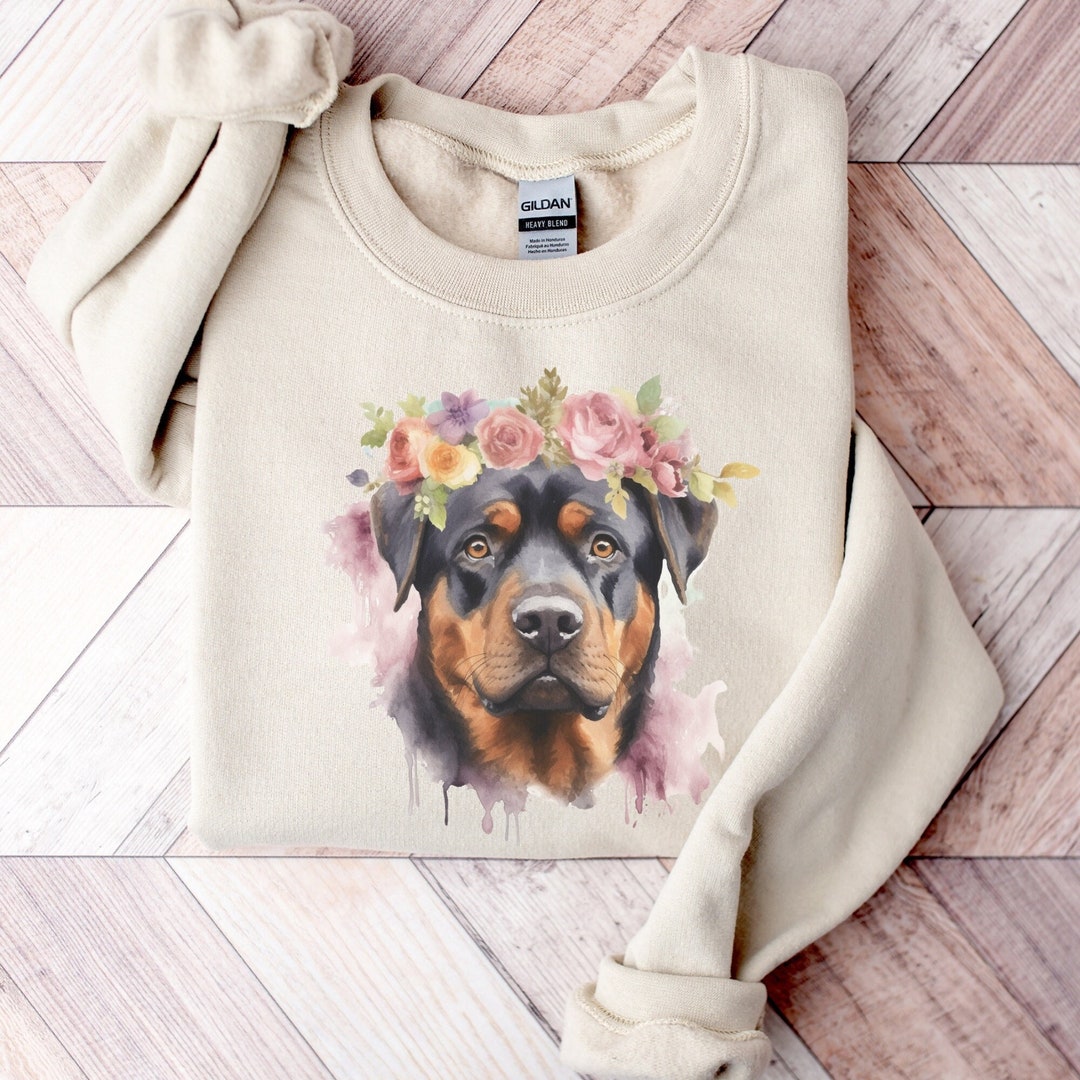 Rottweiler Flower Sweatshirt Rottweiler Crewneck Dog Mama Sweater