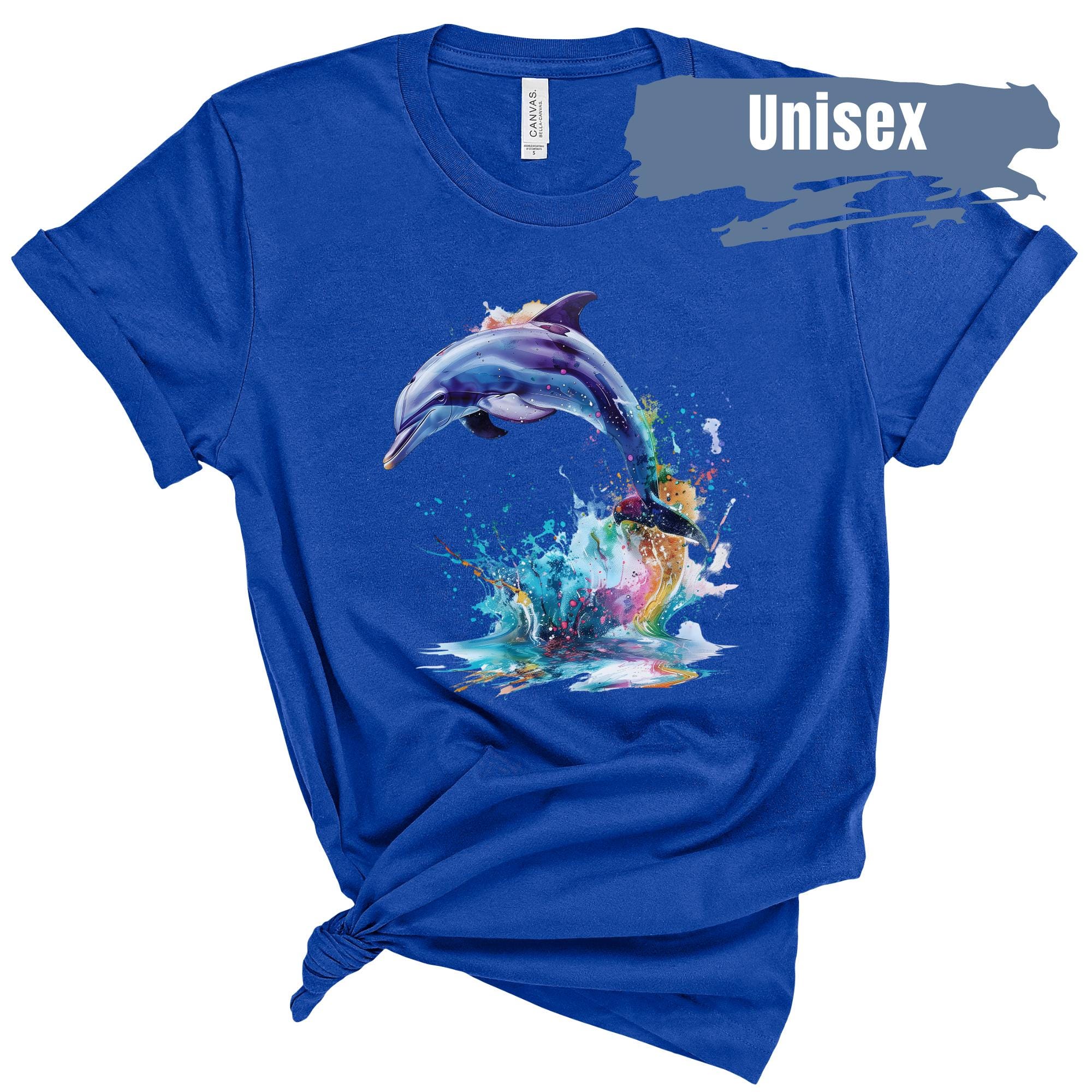 Dolphin Graphic Shirt | Vibrant Color Dolphin T Shirt | Dolphin