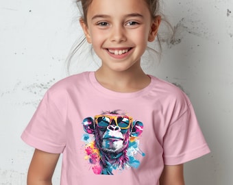 Vibrant Color Kids Money Shirt | Youth Monkey Shirt | Kids Primates Tee | Kids Chimpanzee T Shirt | Kids Safari Birthday Environment Shirt