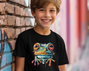 Jugend Lebendige Farben Frosch Shirt | Kinder Wald Frosch Shirt | Frosch-Liebhaber-Geschenk für Kinder | Helle Farbe Kinder Frosch T-Shirt | Wildtiere Shirt Kids