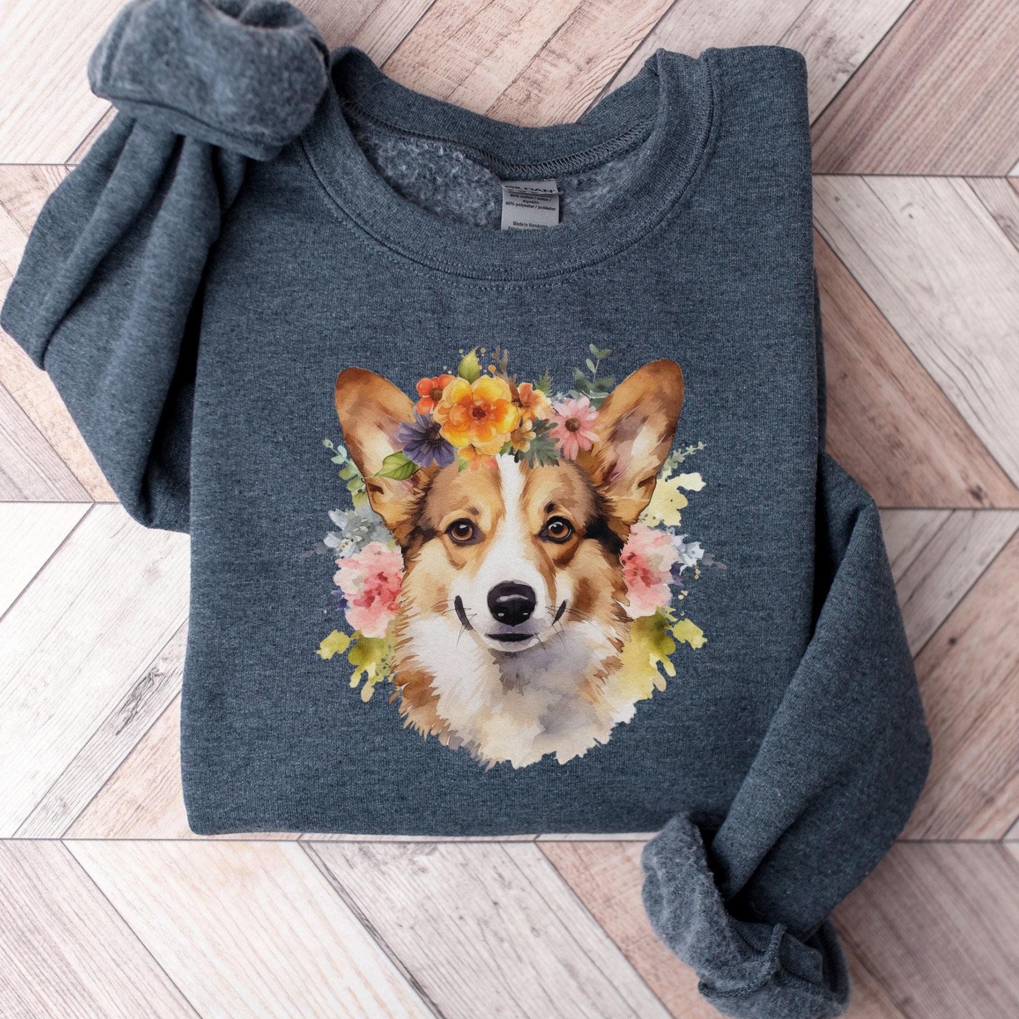 Corgi Flower Sweatshirt | Corgi Sweater | Dog Owner Gift