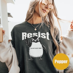 Penguin Resist Shirt, Anti Trump Shirt, Subtle Fdt Shirt, Political Protest Apparel, Protest Penguins Tee, Funny Penguin Tariffs 100% Cotton
