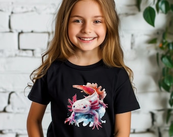Youth Axolotl Colorful Shirt | Axolotl Graphic Kids Tee | Axolotl Gift | Cute Axolotl Youth T-Shirt | Gift For Kids | Salamander Kids Shirt