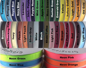 1/4" inch Solid Color Grosgrain Ribbon -50 yards Roll Bulk 40+ Colors